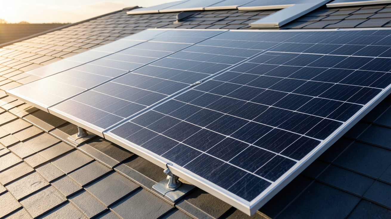panneau photovoltaïque dernière génération utilisant la technologie silicium de type N installé sur un toit