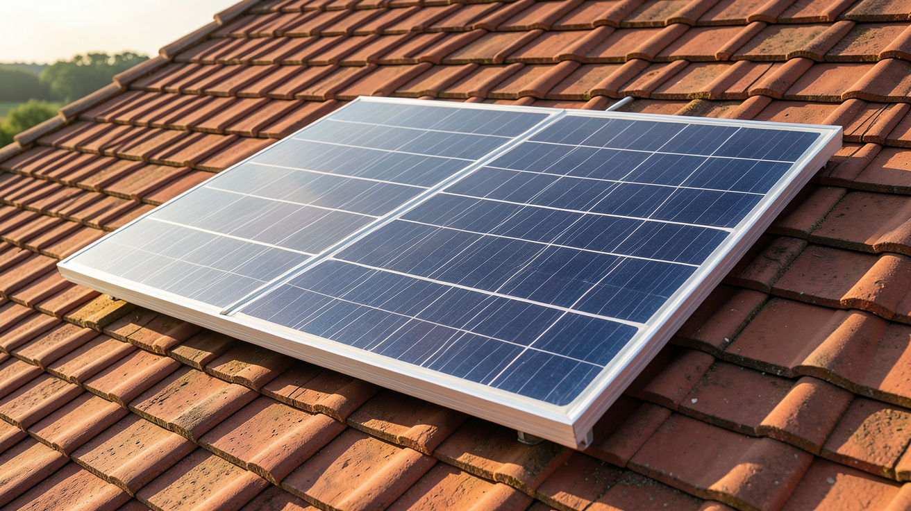 panneau photovoltaïque discount installé sur un toit en tuiles rouges, comparatif des meilleurs modèles 2024