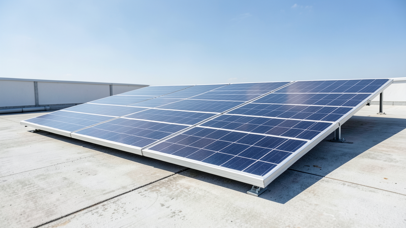 panneau photovoltaïque double face installé sur un toit plat avec optimisation de l'albédo