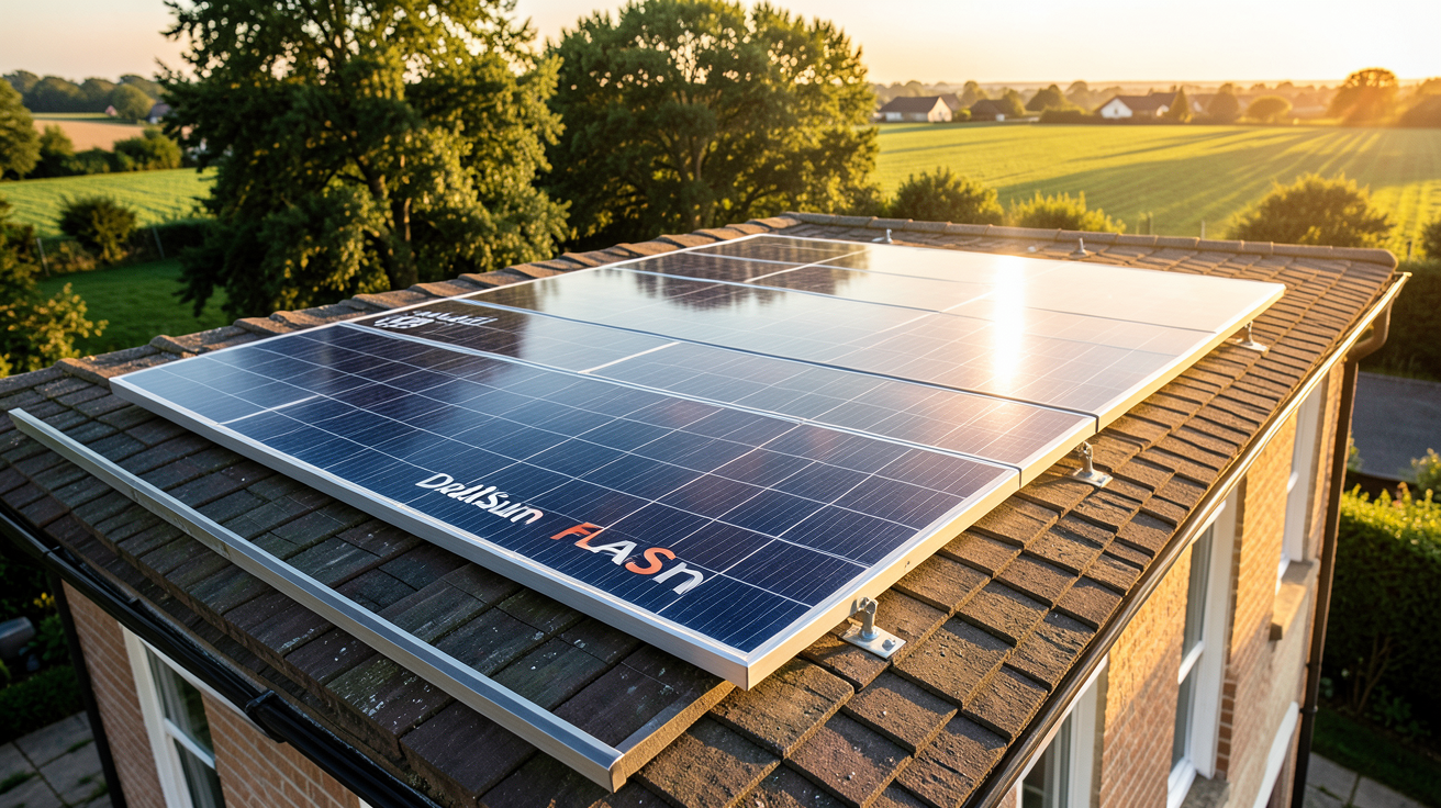 panneau photovoltaïque DualSun FLASH installé sur le toit d'une maison ensoleillée