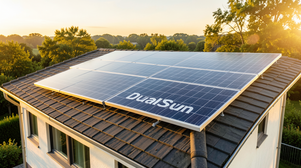 panneau photovoltaïque DualSun installé sur le toit d'une maison ensoleillée