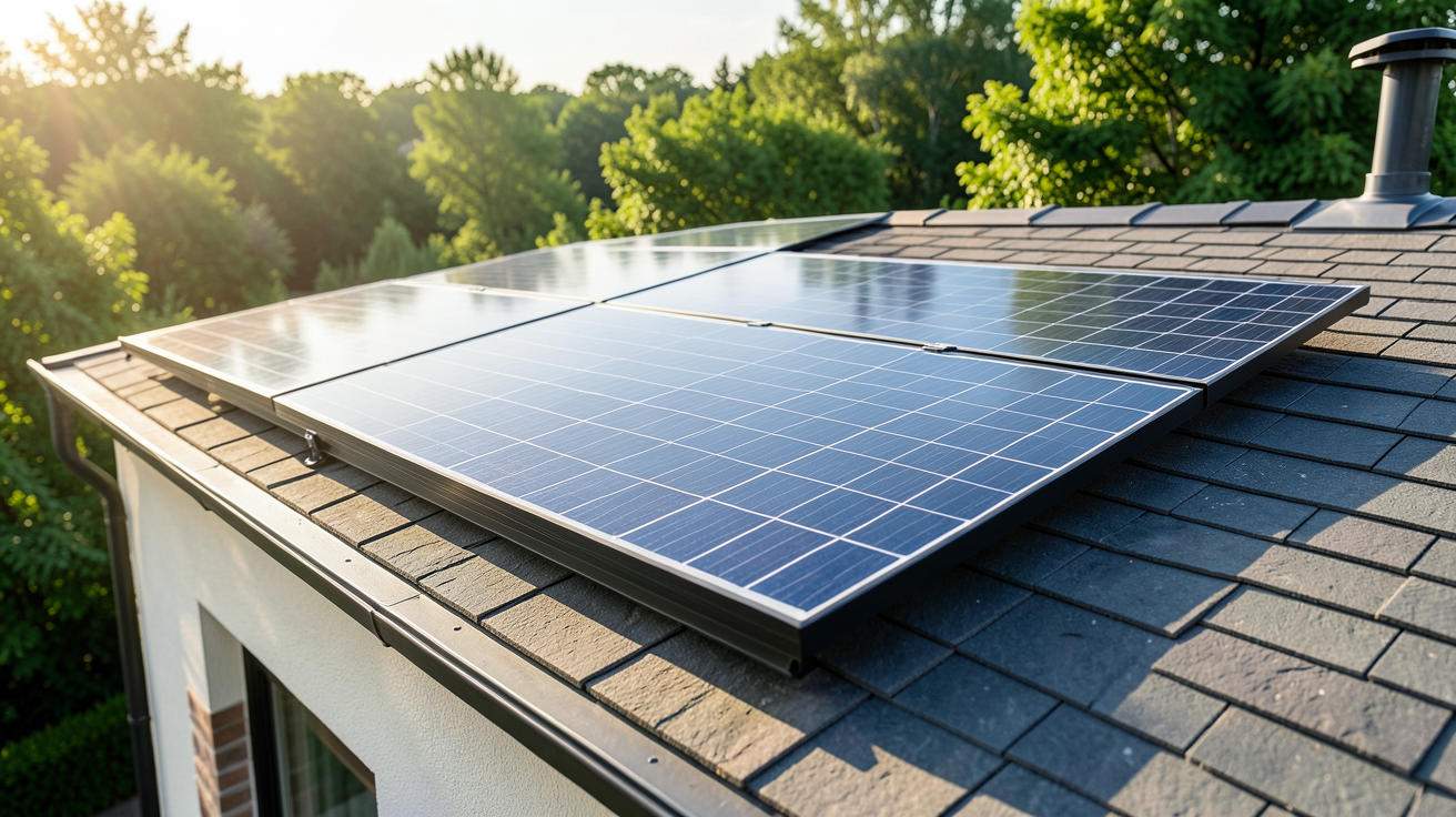 panneau photovoltaïque écologique installé sur le toit d'une maison individuelle