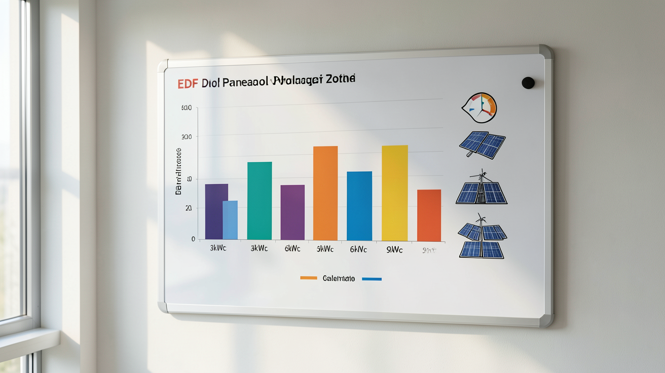 panneau photovoltaique edf prix affichant un tableau comparatif des coûts par puissance 3kWc 6kWc 9kWc