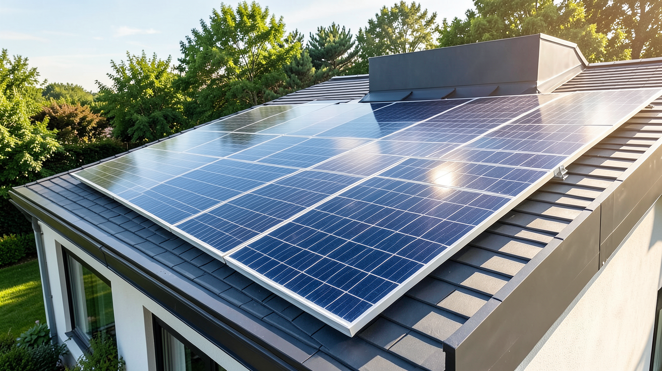 panneau photovoltaïque en autoconsommation installé sur la toiture d'une maison moderne