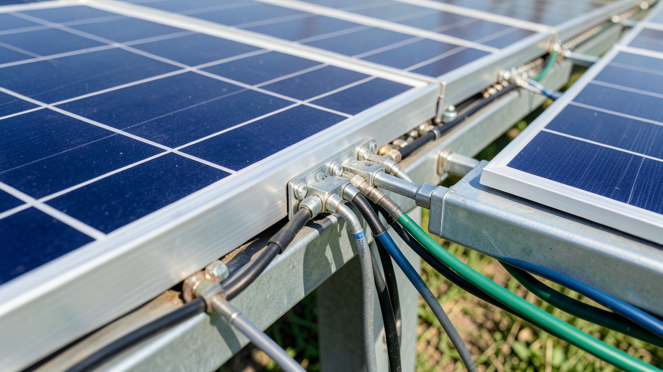 panneau photovoltaique en serie ou parallele montrant un système de câblage mixte hybride sur une installation solaire