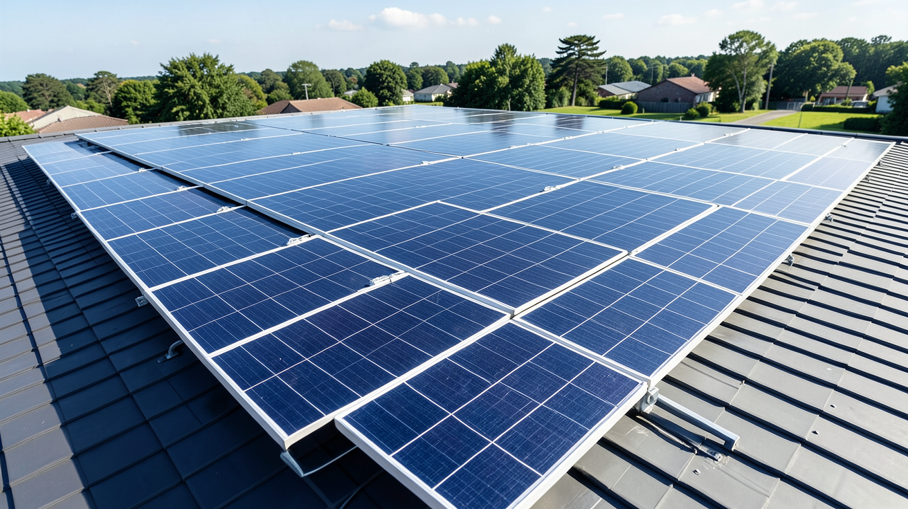 panneau photovoltaique energie orienté pour une puissance optimale sur un toit ensoleillé