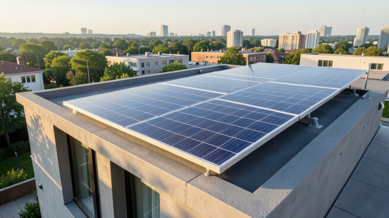panneau photovoltaïque Enphase installé sur le toit d'une maison contemporaine