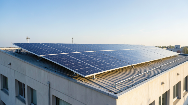 panneau photovoltaïque installé sur le toit d'une entreprise industrielle
