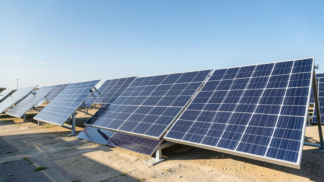 panneau photovoltaïque et panneau solaire différents modèles exposés en extérieur