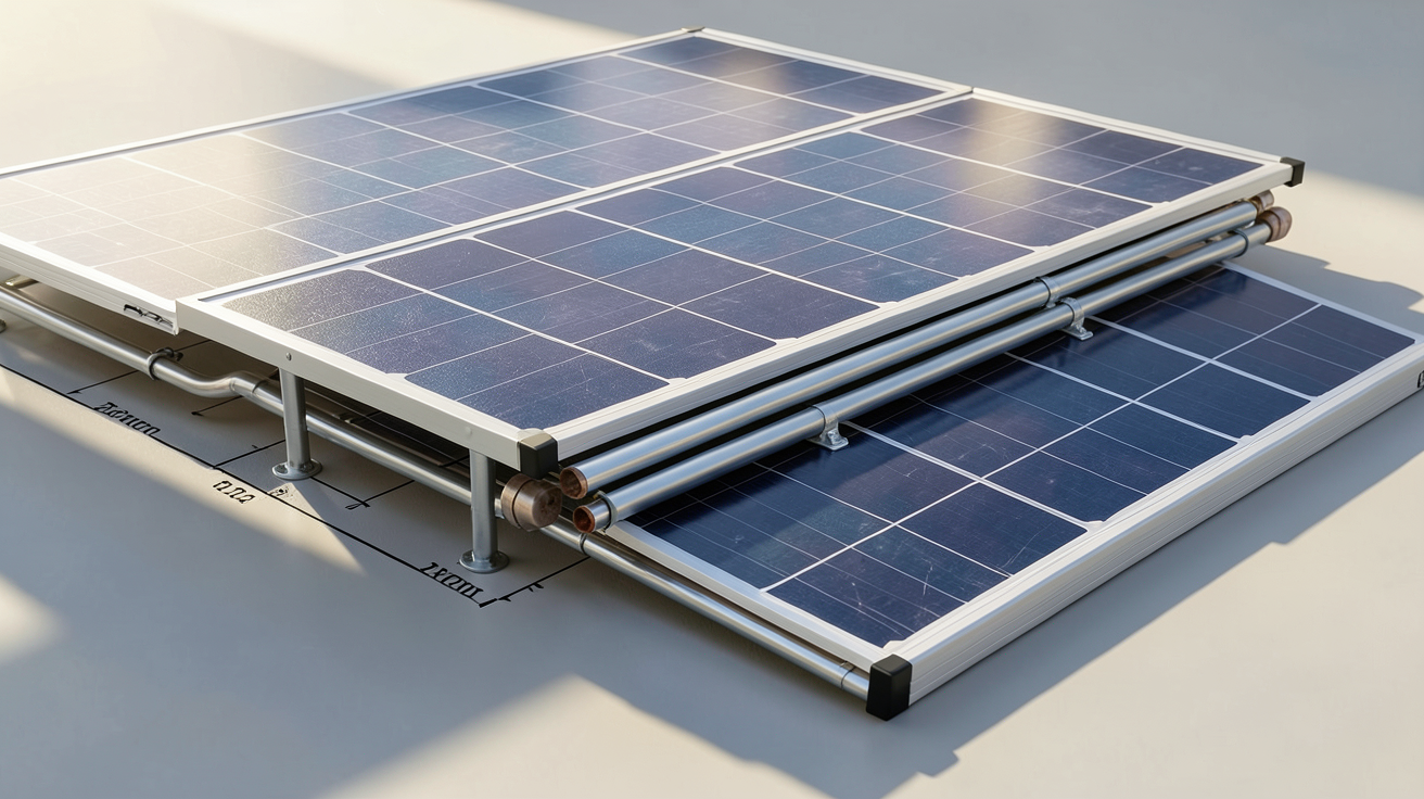 panneau photovoltaïque et thermique en coupe technique montrant le fonctionnement de production d'électricité et de chaleur