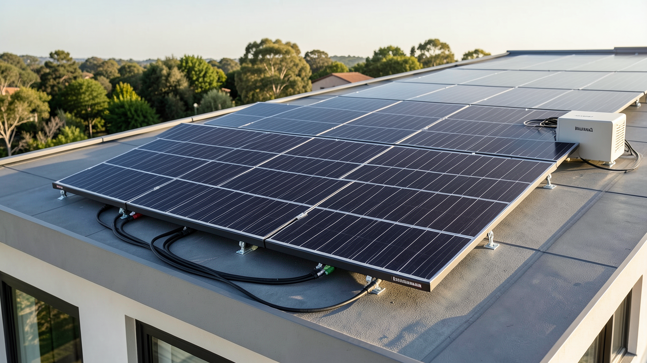 panneau photovoltaique Huawei faisant partie d'un kit solaire 6000W installé sur le toit d'une maison moderne