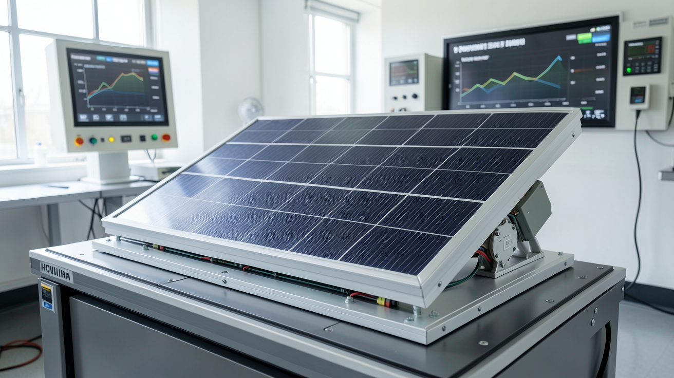 panneau photovoltaïque Hyundai analysé en laboratoire pour évaluer son rendement, sa température et sa dégradation