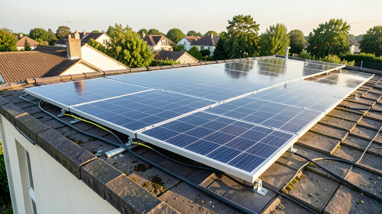 panneau photovoltaïque IKEA installé sur le toit d'une maison individuelle française pour un guide d'installation pas à pas