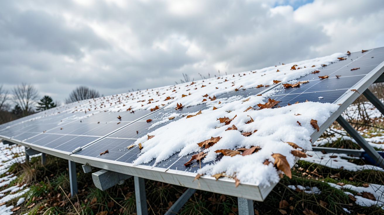 panneau photovoltaïque dépendant des conditions météorologiques avec couverture de neige