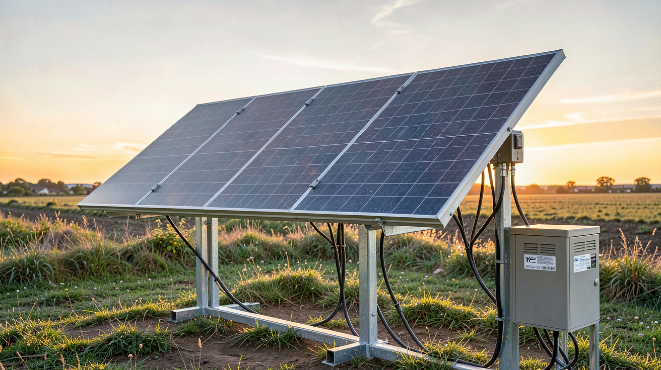 panneau photovoltaïque indépendant système autonome installé en milieu rural avec batteries de stockage