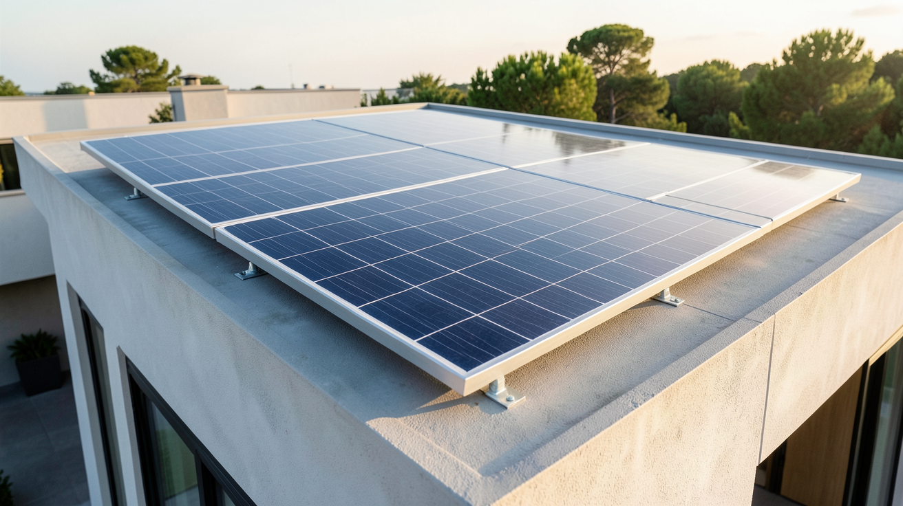 panneau photovoltaïque individuel installé sur le toit d'une maison moderne