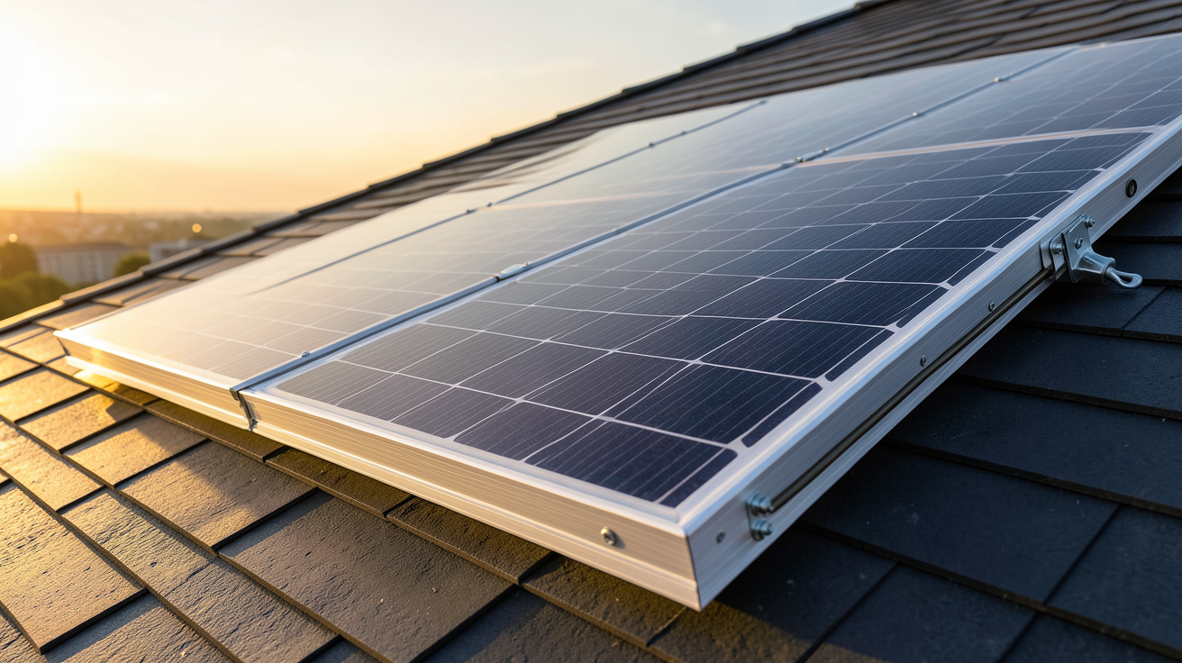 panneau photovoltaïque Jinko Solar modèle 2024 installé sur un toit incliné