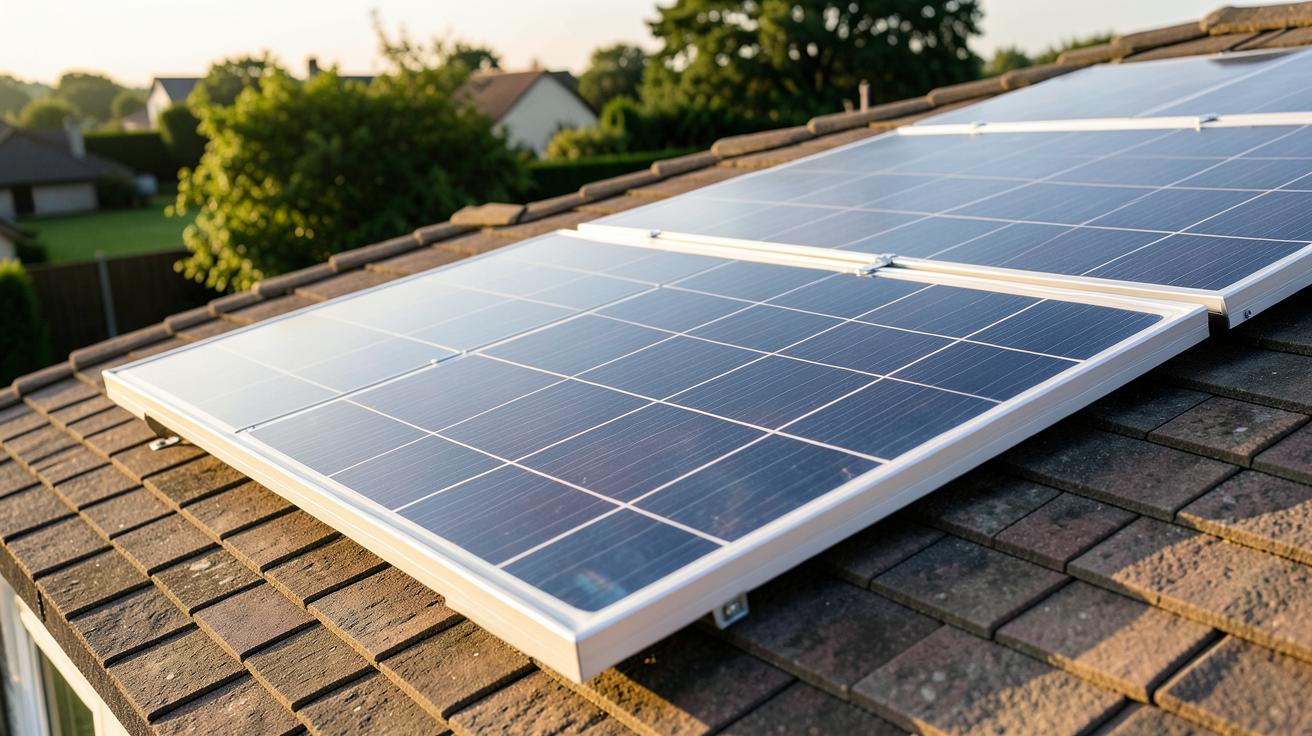 panneau photovoltaïque Jinko Solar Tiger Neo N-Type installé sur un toit résidentiel