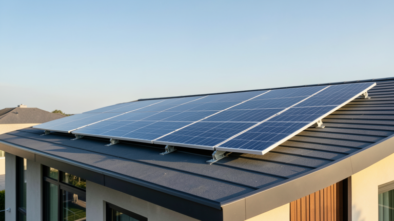 panneau photovoltaïque LG installé sur le toit d'une maison moderne
