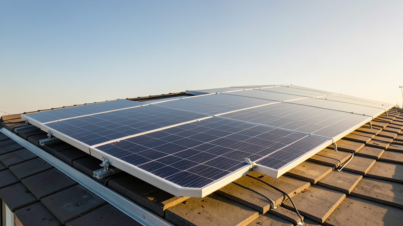 panneau photovoltaïque LG installé sur un toit de maison, illustrant son rendement énergétique
