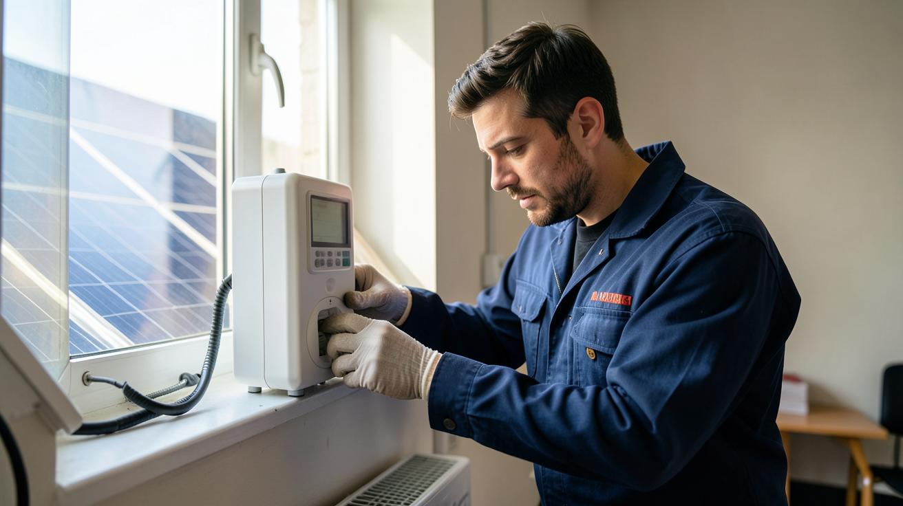 panneau photovoltaïque maison autonome évaluation de la consommation électrique par un technicien
