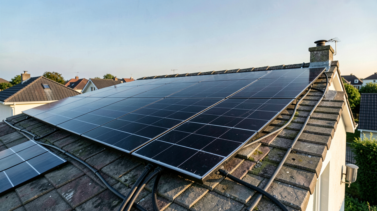 panneau photovoltaïque maison équipant le toit d'une résidence individuelle