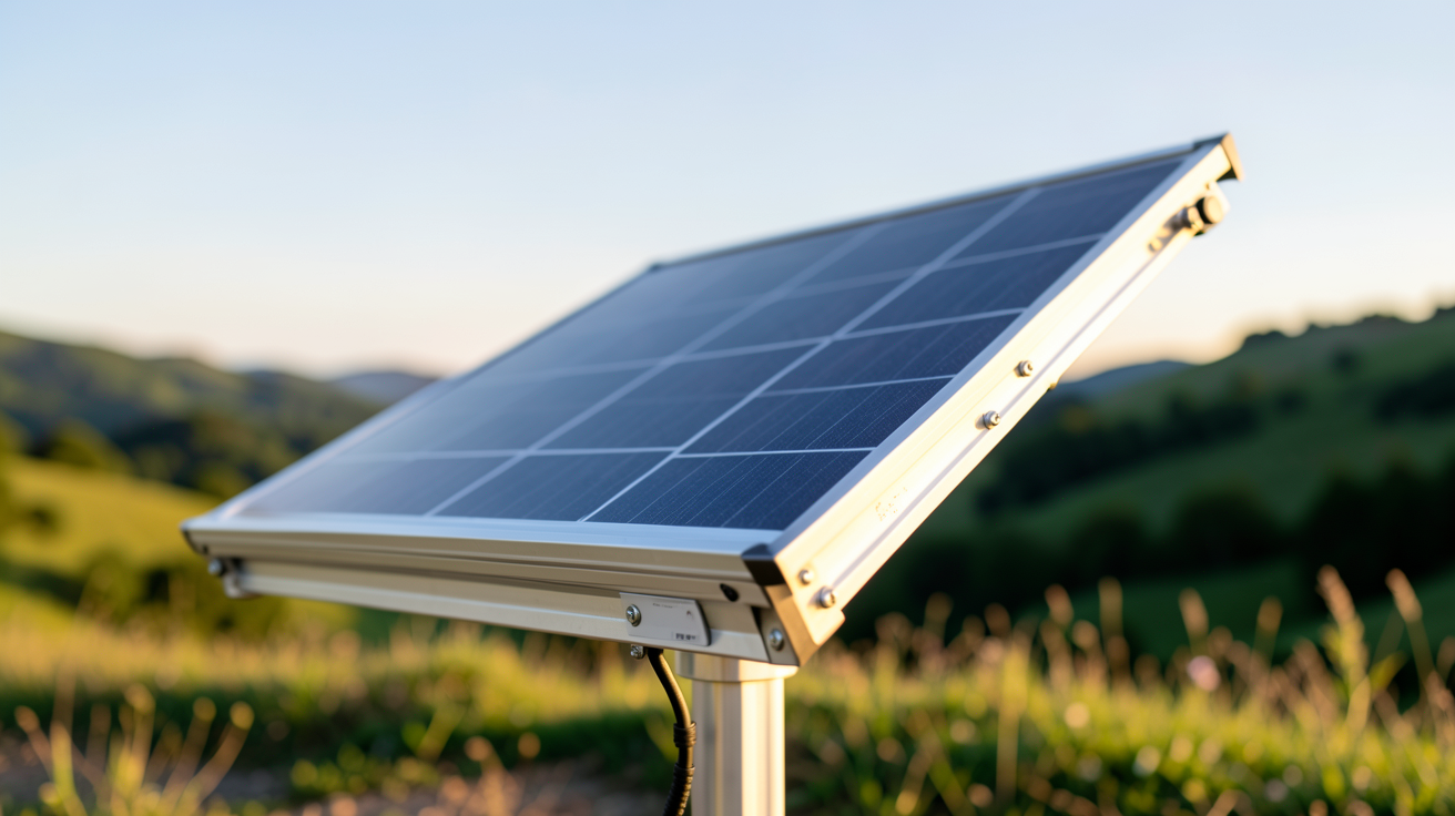 panneau photovoltaïque mobile de haute technologie posé sur un support réglable en plein air