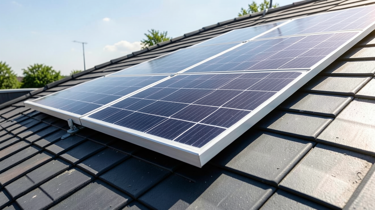panneau photovoltaïque monocristallin affichant un rendement énergétique optimal sous un ciel dégagé