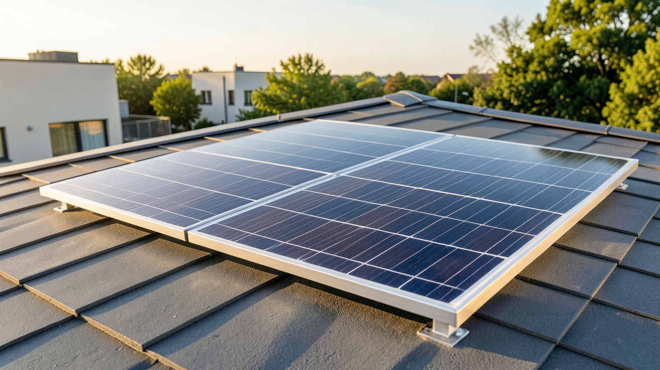panneau photovoltaïque Panasonic gamme EVERVOLT® installé sur un toit résidentiel moderne