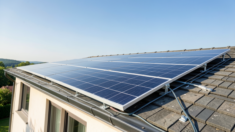 panneau photovoltaïque particulier installé sur le toit d'une maison individuelle