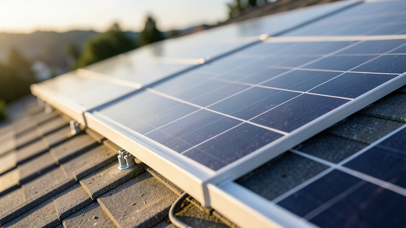 panneau photovoltaïque performant installé sur un toit incliné, illustrant les critères essentiels de performance