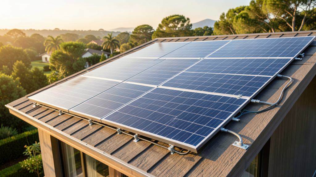 panneau photovoltaïque performant installé sur le toit d'une maison écologique