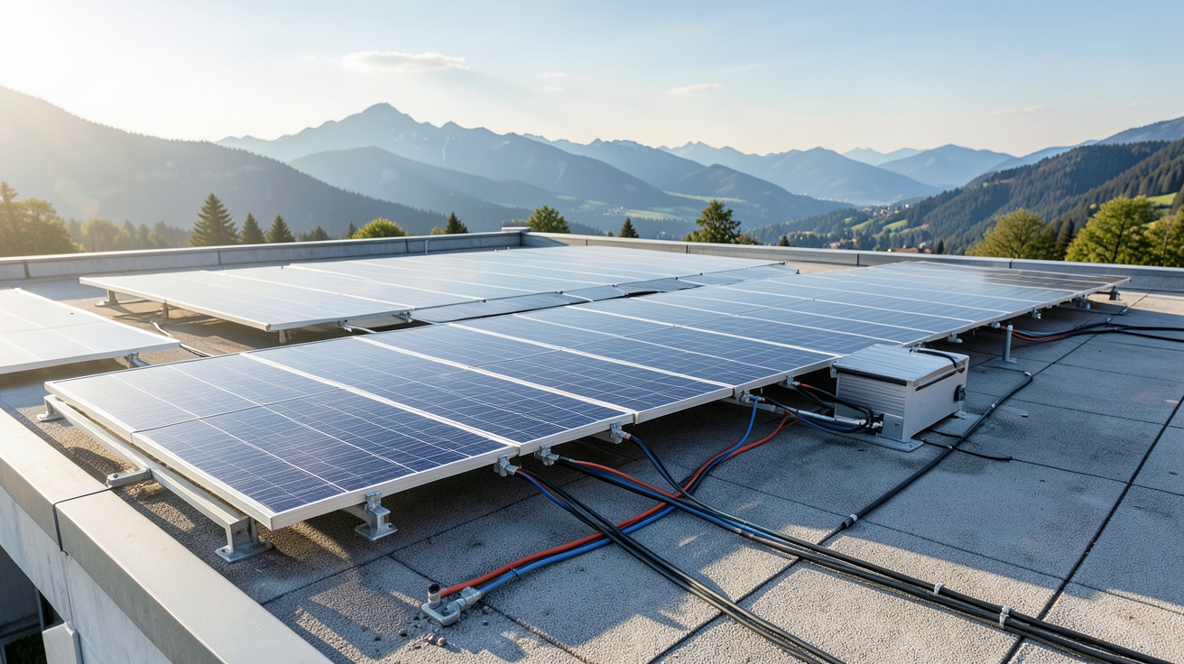 panneau photovoltaïque avec pile hydrogène pour autoconsommation installé sur le toit du Smart Living Lab à Fribourg