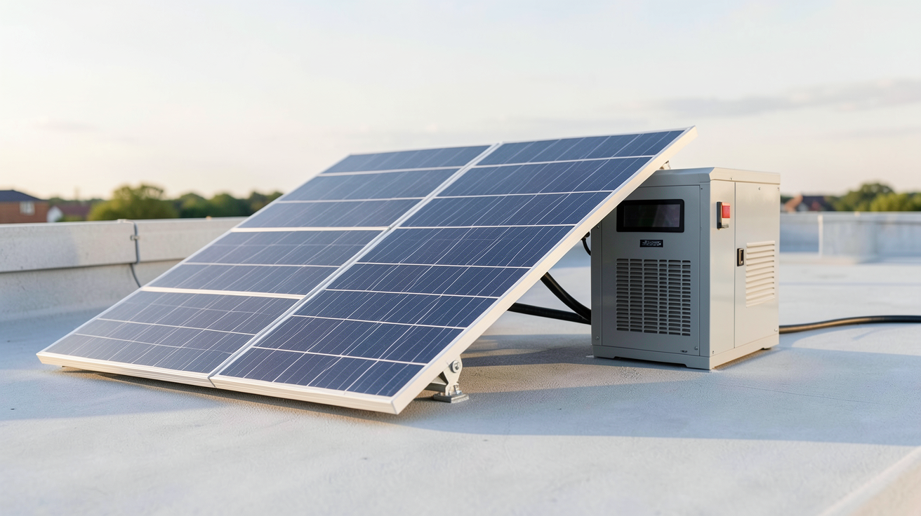panneau photovoltaïque avec pile hydrogène pour autoconsommation énergétique installé sur un toit