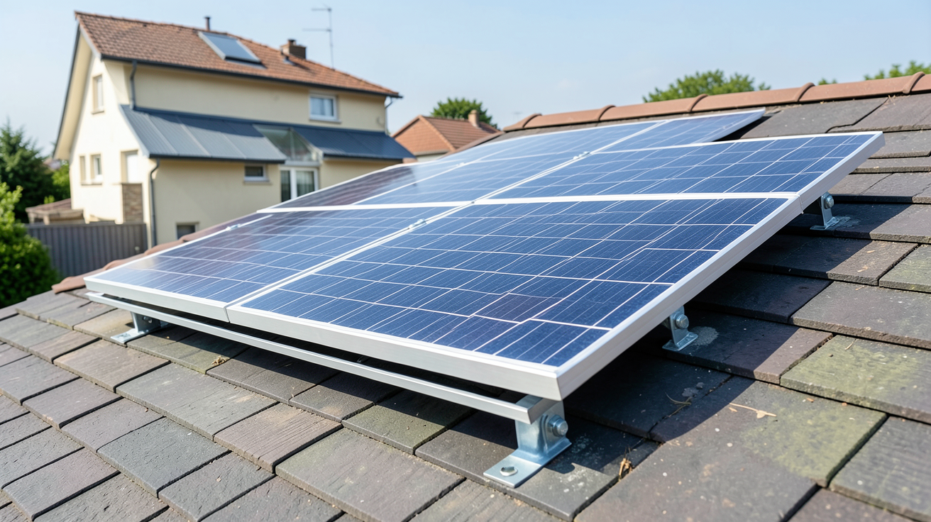 panneau photovoltaique plug and play installé sur un toit avec inclinaison optimisée pour maximiser le rendement