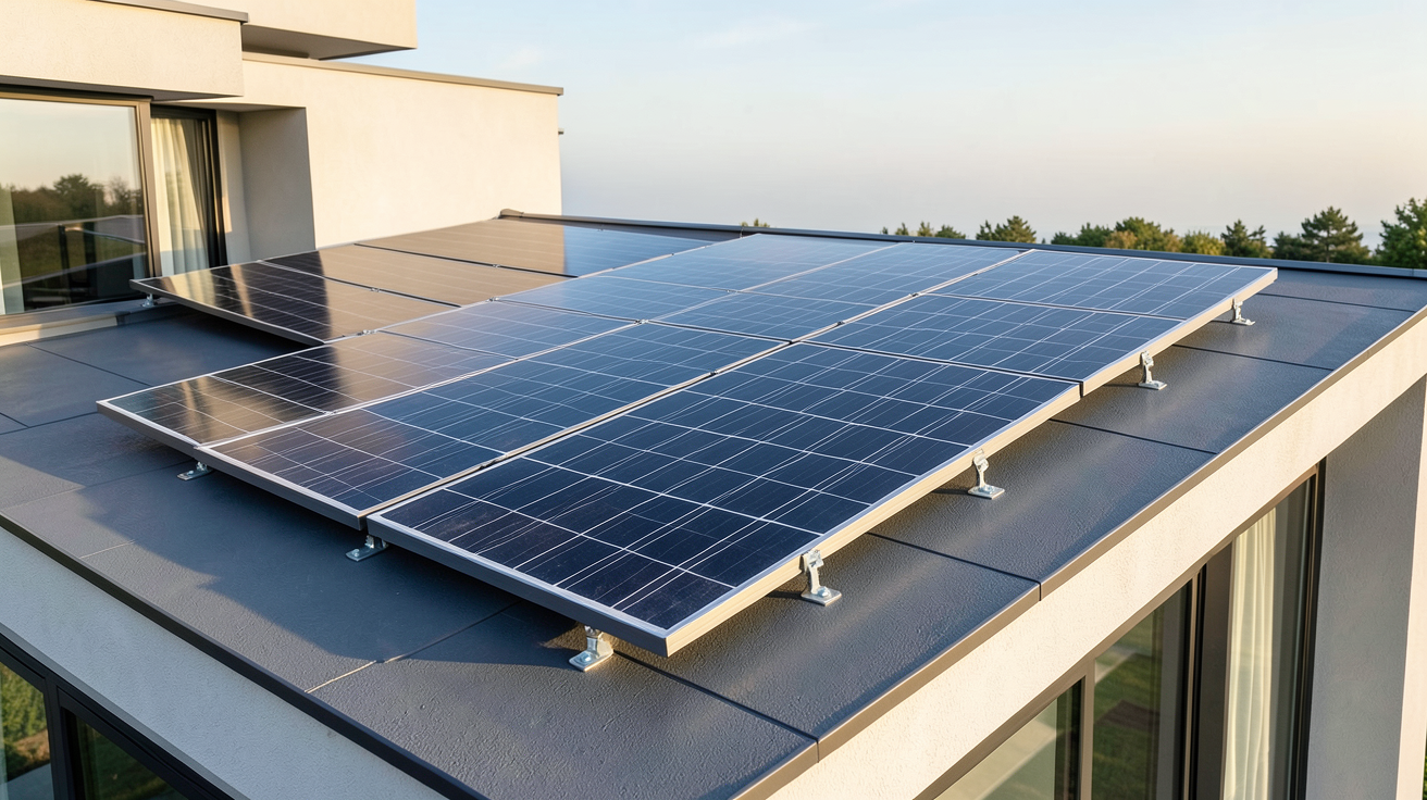 panneau photovoltaïque pour autoconsommation installé sur le toit d'une maison moderne