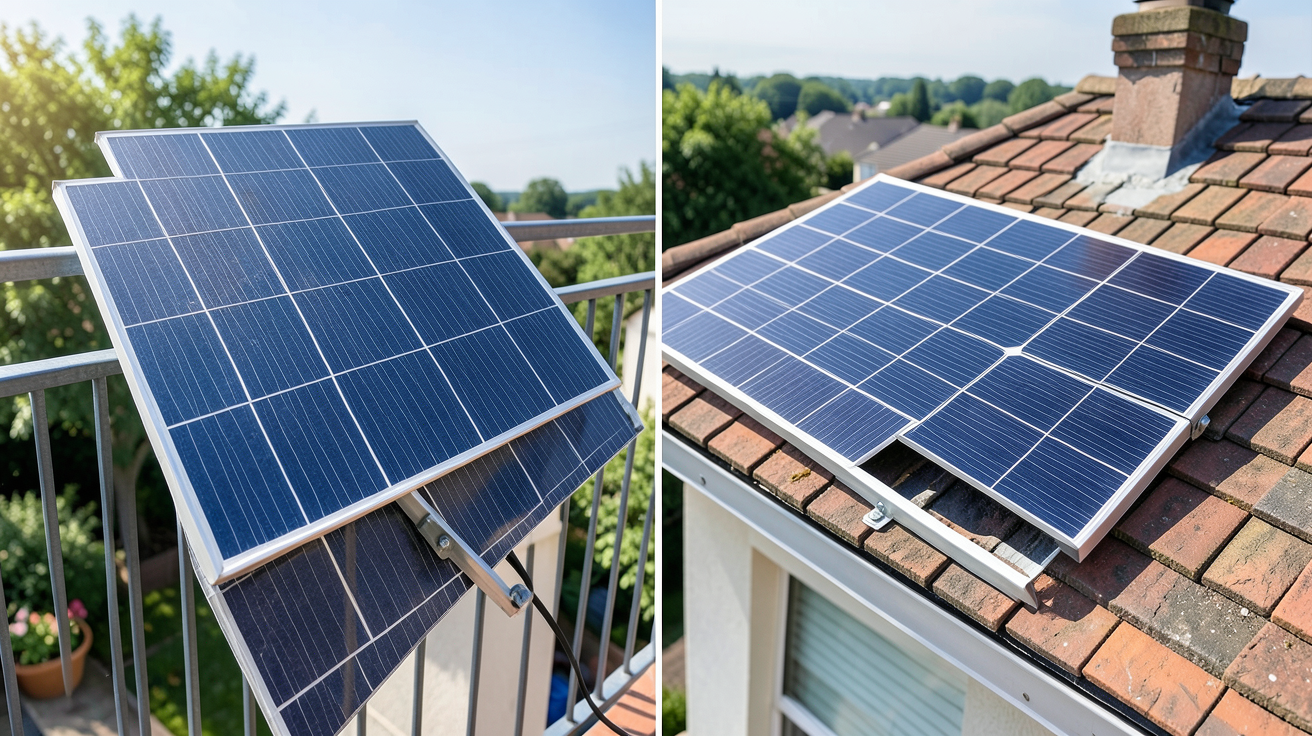 panneau photovoltaique pour balcon comparé à un panneau sur toiture, affichant le rendement financier