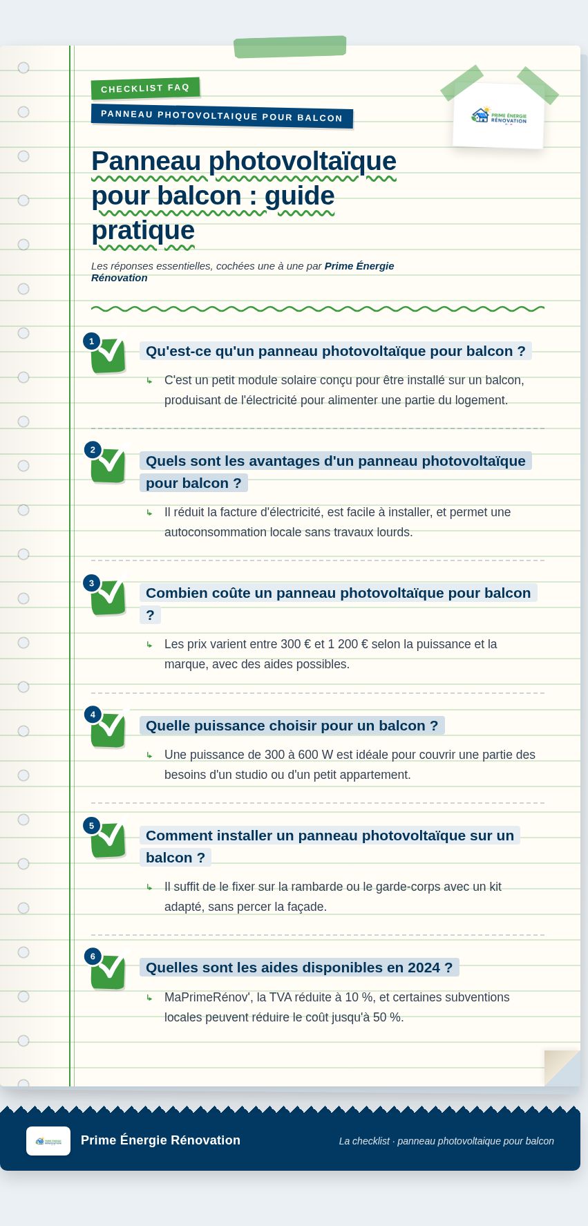Infographie : Panneau photovoltaïque pour balcon : guide pratique