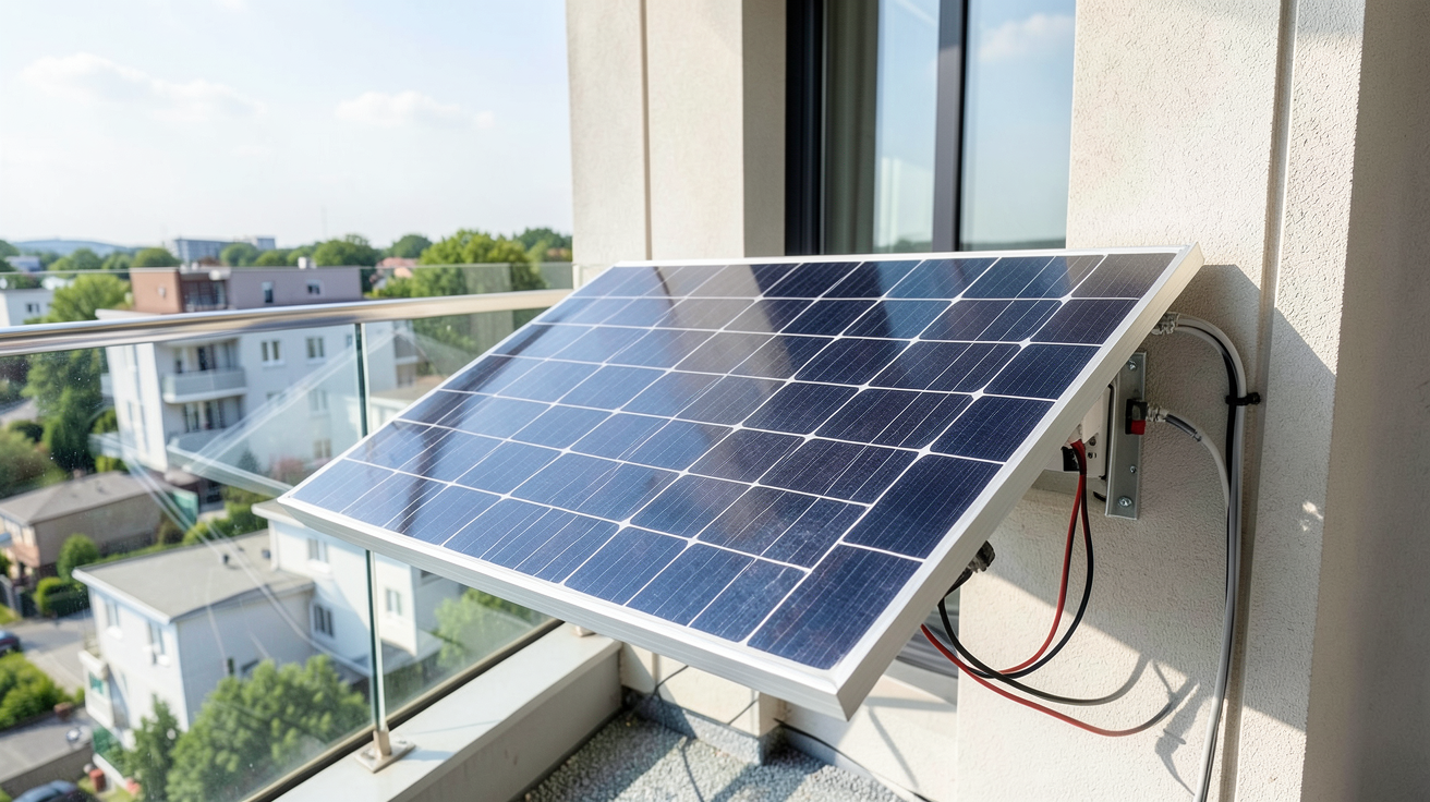 panneau photovoltaique pour balcon installé sur un balcon urbain, démontrant les étapes d'installation et les erreurs à éviter