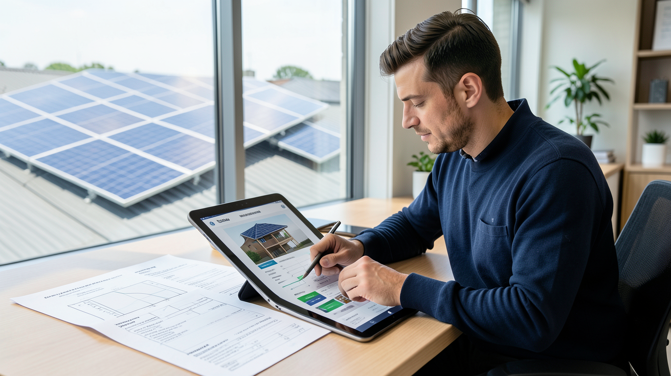 panneau photovoltaïque prix installation avec un professionnel analysant les facteurs influençant le coût d'une installation solaire
