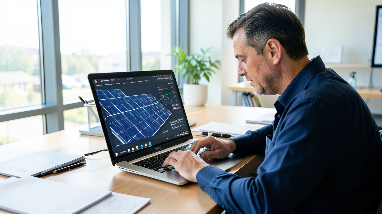 panneau photovoltaïque calculant le retour sur investissement et les économies sur la facture d'électricité