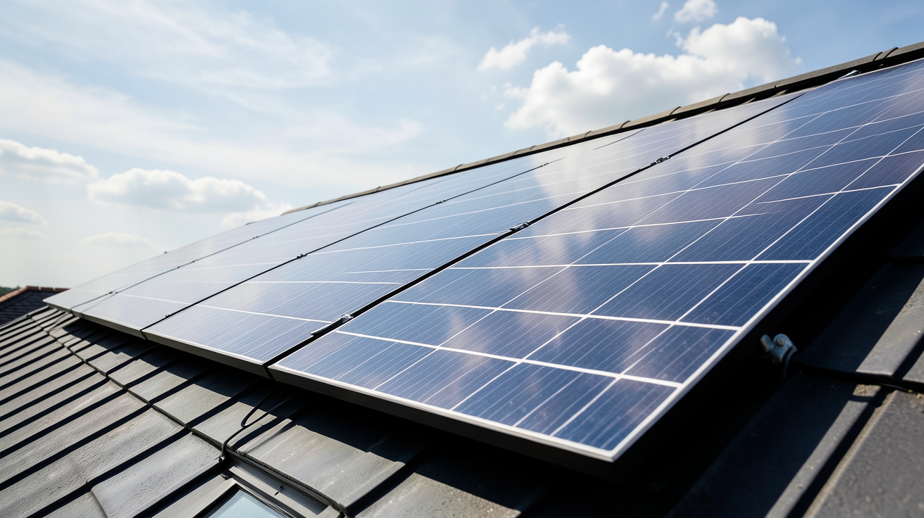 panneau photovoltaïque sur un toit avec ombres et facteurs influençant sa production annuelle