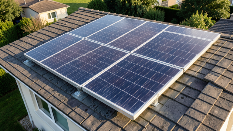 panneau photovoltaïque affichant une puissance optimale au m2 installé sur le toit d'une maison
