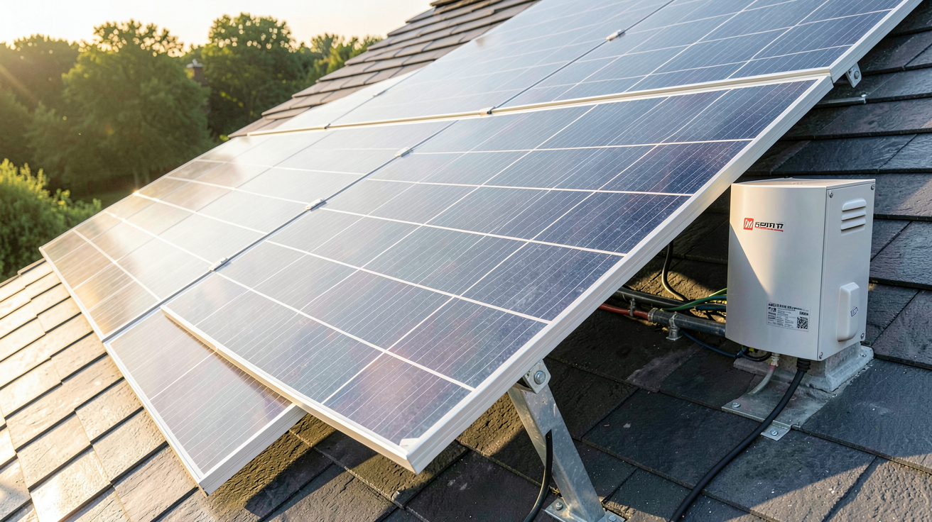panneau photovoltaïque puissance maximale connecté à un onduleur moderne sur un toit