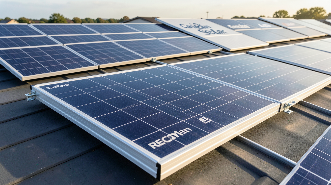 panneau photovoltaïque RECOM comparé aux panneaux SunPower, LG et Canadian Solar sur un toit