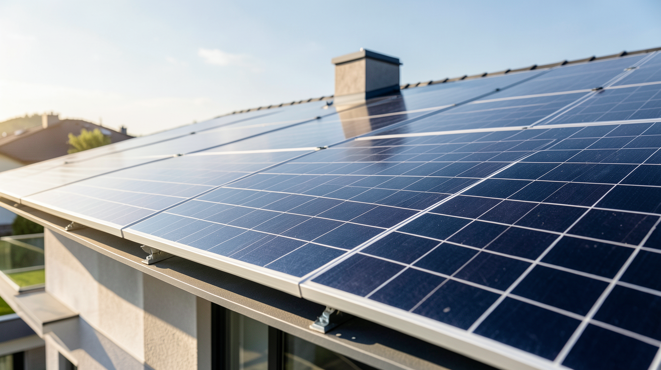 panneau photovoltaique rexel installé avec précision sur un toit résidentiel moderne