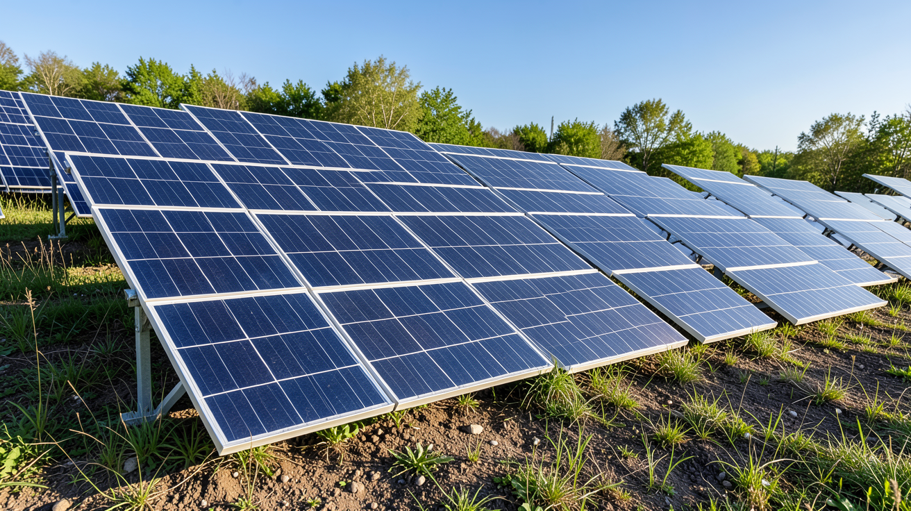 panneau photovoltaique solar montrant les différentes technologies de panneaux solaires photovoltaïques en 2024, photo ultra réaliste en plein jour