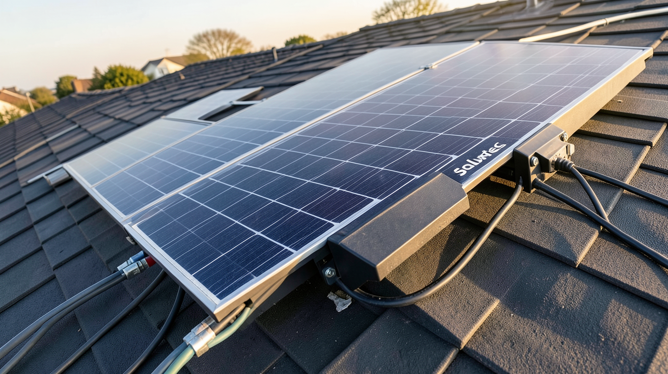 panneau photovoltaïque Soluxtec 330Wc installé sur un toit avec calcul des économies d'énergie et retour sur investissement