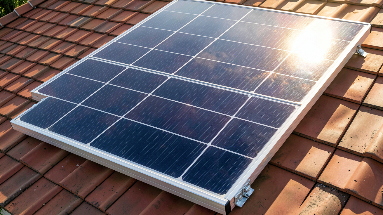 panneau photovoltaïque Soluxtec installé sur un toit en tuiles rouges, comparatif avec les concurrents