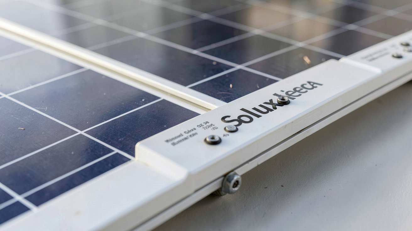 panneau photovoltaïque Soluxtec montrant les technologies clés comme les micro-onduleurs intégrés et les cellules monocristallines